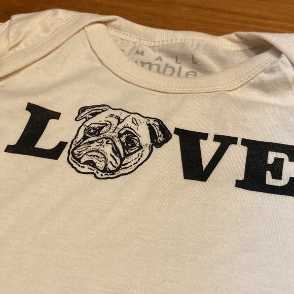 NWOT! SMALL RUMBLE 12-18M Pug Screen Printed Body Suit SS Unisex - Picture 8 of 14